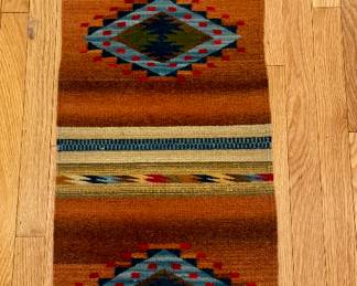 Woven Wool Rug (rust, blue)