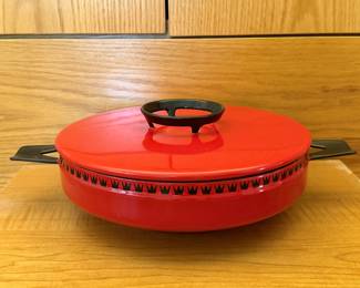 Dan Kok Glud Marstraand Vintage Red Enamel Pan with Lid