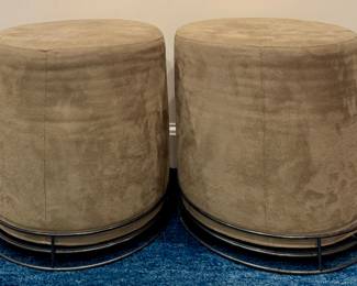 (2) Microsuede Ottomans