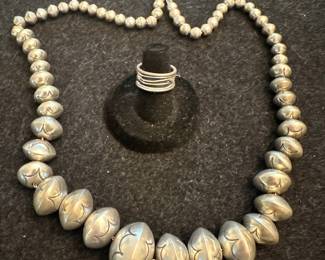 Sterling Silver Ring & Navajo Necklace