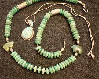 Sterling Silver & Green Stone Necklaces