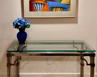 Maison Jansen Style Chrome and Brass Console Table