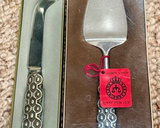 Cast Pewter Cheese Knife & Pie Server