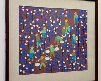 "Collecting Cotton" Painting by Chow Ming Wah
