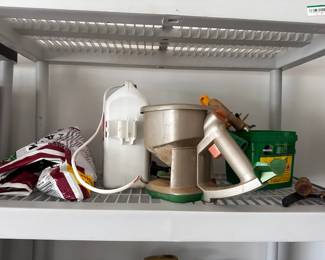 Assorted kitchen items in freezer shelf.