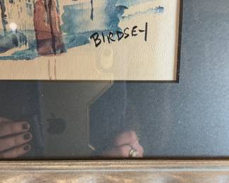 Birdsey watercolor on paper framed 28” x 24” $175 + tax
