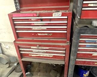 one of several rolling tool cabinets