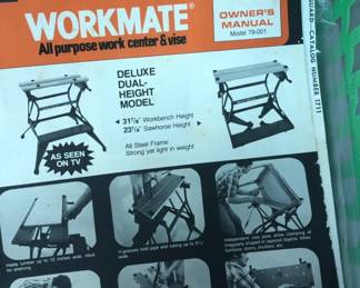 Coming Soon: Actual Item Image
Black & Decker
Workmate Work Center & Vise
Model #79-0001
+ OWNERS MANUAL