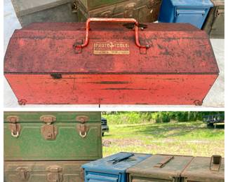 Vintage Steel Tool & Ammunition Boxes