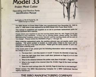 Coming Soon: Actual Item Image
BIRO Model 33
Power Meat Cutter
+ Identification Manual Operating and Service Parts