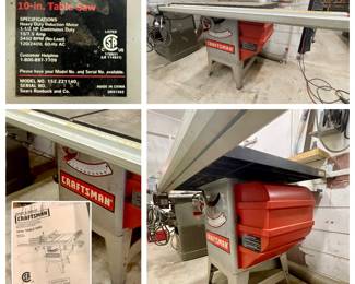 Craftsman 10" Table Saw
1 1/2 hp
Model 152.2211,40
+ Owners Manual