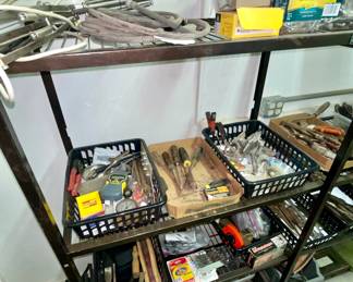 Miscellaneous Hand tools, files, shop supplies, bolts, washers, penny nails; hoses, brushes... stuff