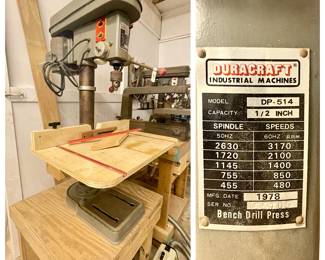 Duracraft Bench Drill Press
Model DP514
Circa 1978
+ custom Work table