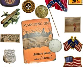 Antique - Vintage War & Historical Memorabilia: Lapel Pins, Patches, Belt Buckles, Pocket Knives, etc. 