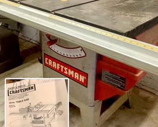 CRAFTSMAN
10-in. TABLE SAW
1.5 Horsepower (continuous duty)
2 Horsepower (maximum developed)
3450 R.P.M. (no load R.P.M.)
+ OWNERS MANUAL