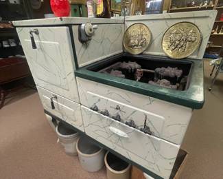 Antique 1920's Detroit Porcelain Enamel Gas Range Stove