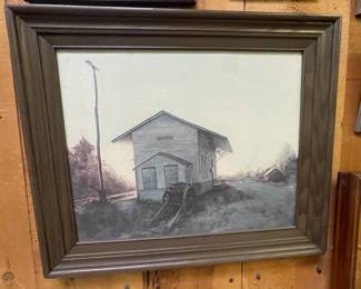 Vintage Rustic Railroad Painting