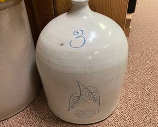 Union Stoneware Company 3 Gallon Jug w/Birch Leaf Design