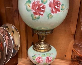 1980's "Gone with the Wind" reproduction, hand painted parlor lamp