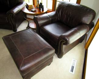 Ashley Bristan leather chair & ottoman