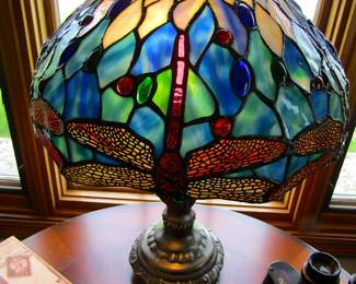 Dragonfly stained glass lamp