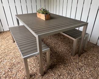 Modern style patio table with benches