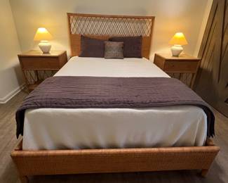 Suzanne Kasler for Ballard Designs bedroom set. Like new! Queen bed & matching side tables