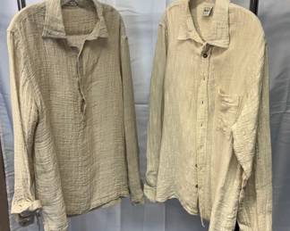 Two Mens Large Linen Button Downs La Botega And Paro Lino
