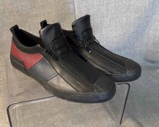 Pair Of Leather Black Double Zip Sneakers