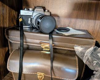 Minolta SRT 101 with 2 extra Tamron Lenses, Leather Strap, Case & All Original Manuals and Pamphlets