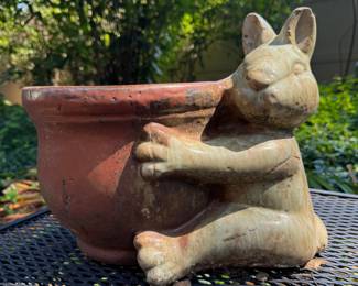 $160; ceramic bunny planter; 14"h