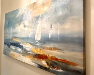 $100 - sailboat canvas, decorative wall decor (60x30)