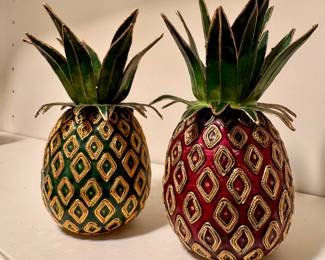 $40 each; metal, ornate pineapple; 4.5"h