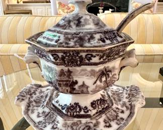 $100 - Cyprus ironstone tureen and ladle; 8"h
