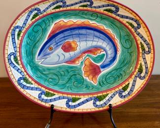 $60 - Clay Art brand “Pesce” hand painted platter