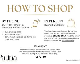 First In = First Dibs. Reserve your spot in line here: https://www.signupgenius.com/go/10C0C4DA9AE22A1F49-56899386-patina#/