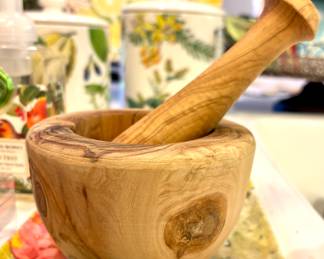 $34 - wood carved mortar & pestle
