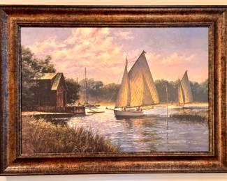 $150 - framed sailboat painting reproduction (31x23)