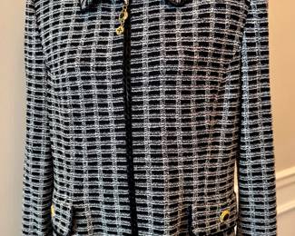 $150 - St. John’s 2-piece suit with skirt and zipper jacket; size 12