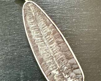 $40; ammolite fossil and sterling silver pendant
