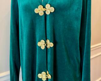 $100 - Ruth Norman 2 piece velvet pant suit with bold buttons; size L