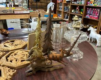 Brass/Copper Deer Tree Sculpture