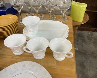Indiana Milk Glass Snack Plates & Cups