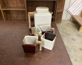 Pier 1 Tri-Colored Tea Set