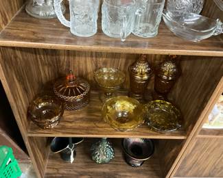 Assorted Amber Glass Items