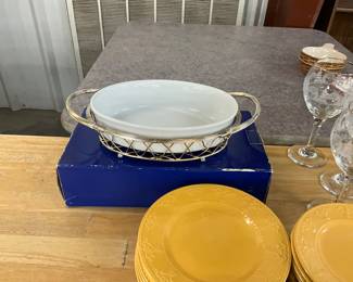 Silver Plated Wire Basket & Casserole Dish