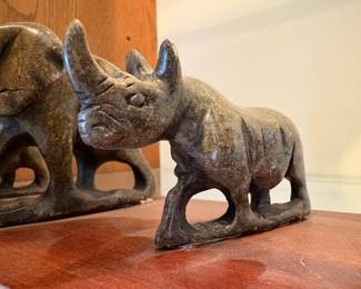 Carved Stone Rhino Figurine