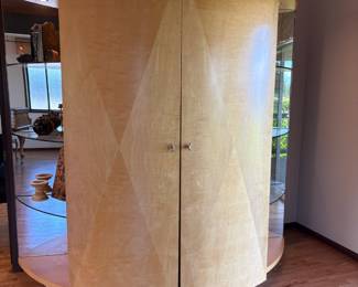 Italian Art Deco Style Burled Wood Wall Unit/Entertainment Center 