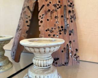 Borer Wood, Distressed Pillar Candle Holder