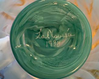 1998 Blue Art Glass Center Piece Bowl Signed by Dan LaChaussee